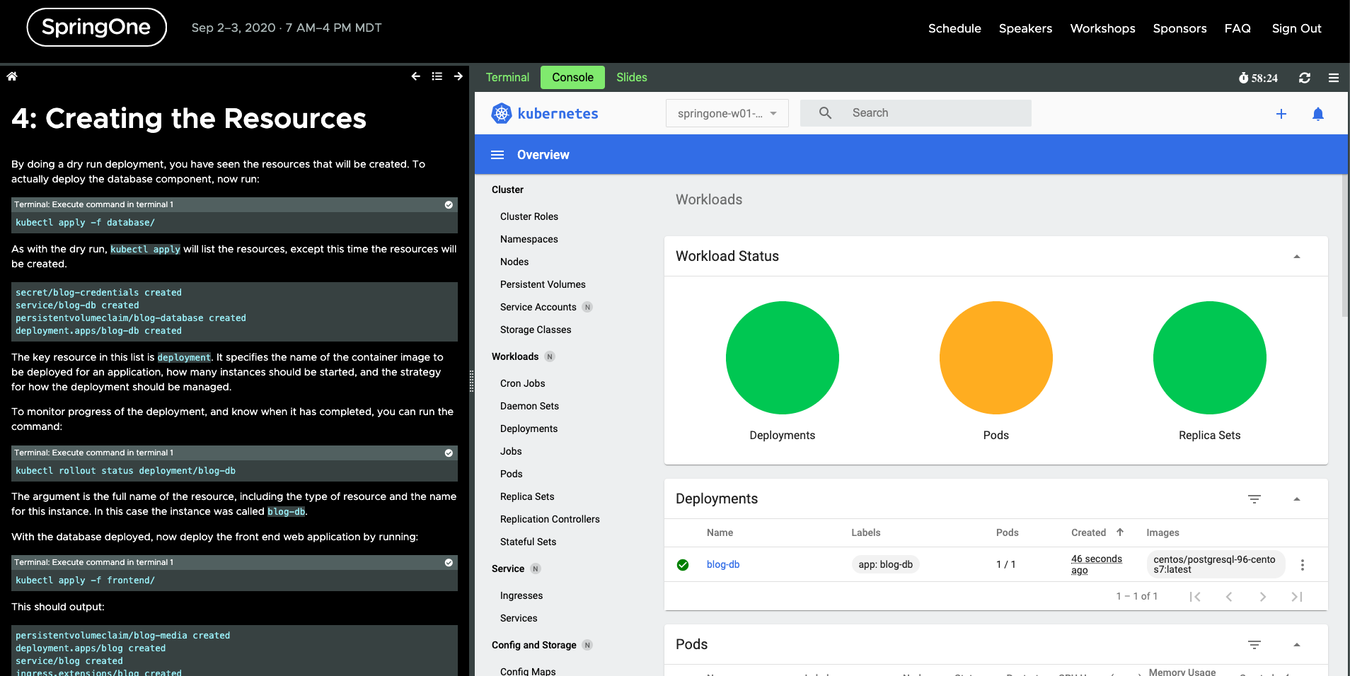 SpringOne2020 Kubernetes dashboard example