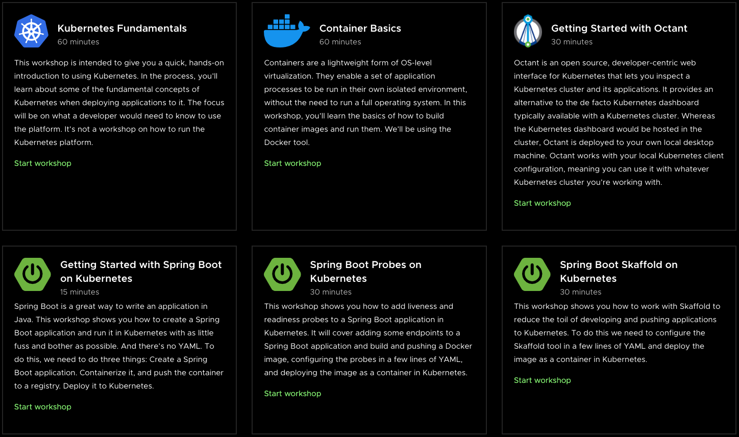 SpringOne2020 workshops list 1