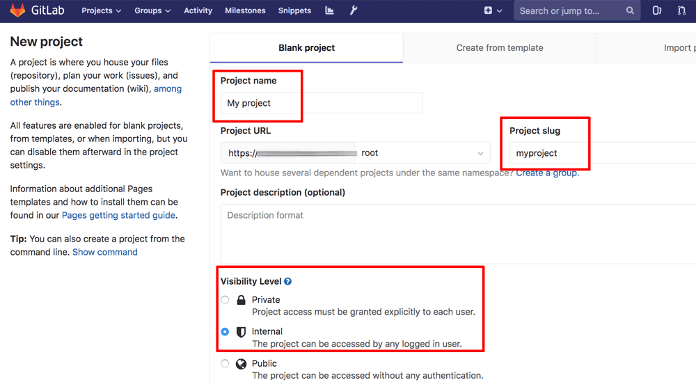 GitLab project creation