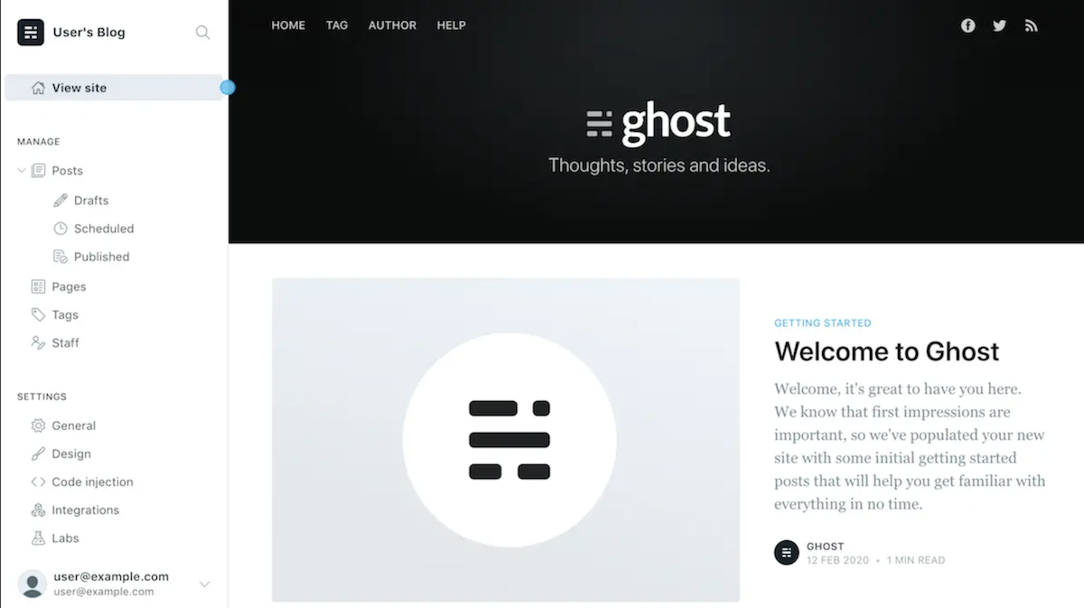 Ghost home page