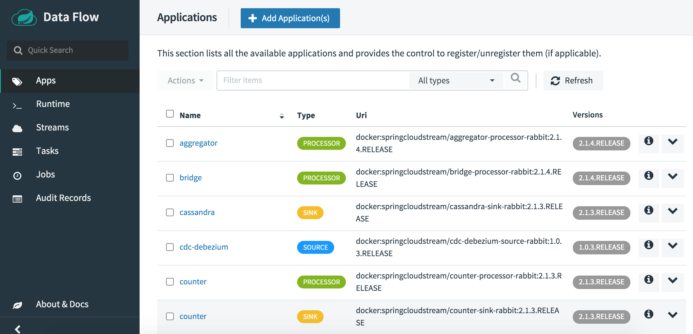 Imported applications