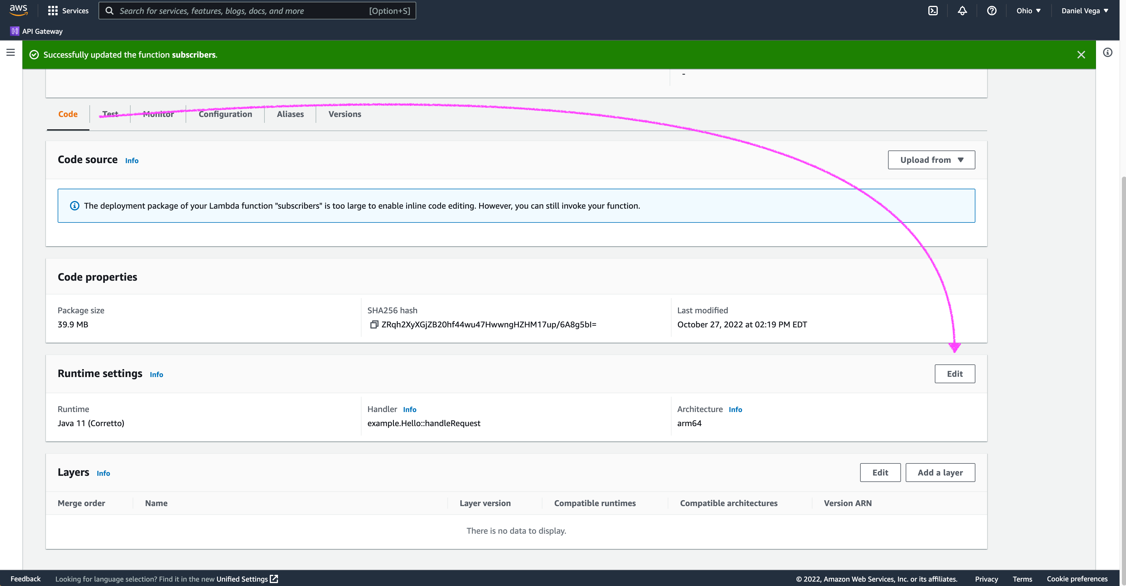 AWS Runtime Settings