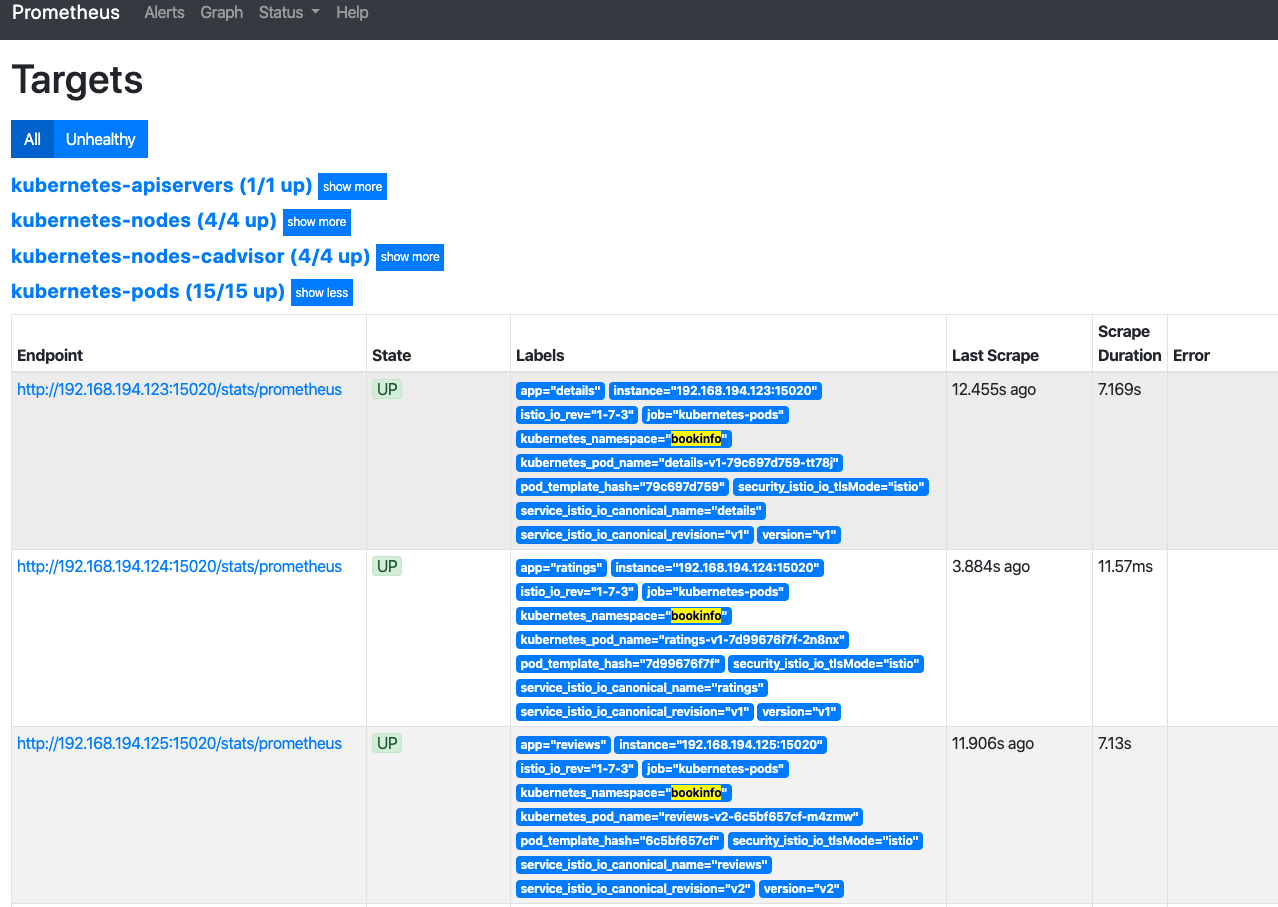 Prometheus status target