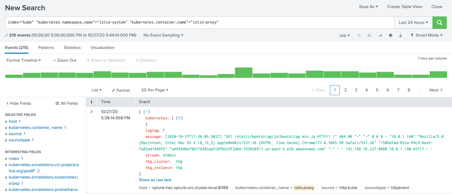 splunk: logs for ingress gateway