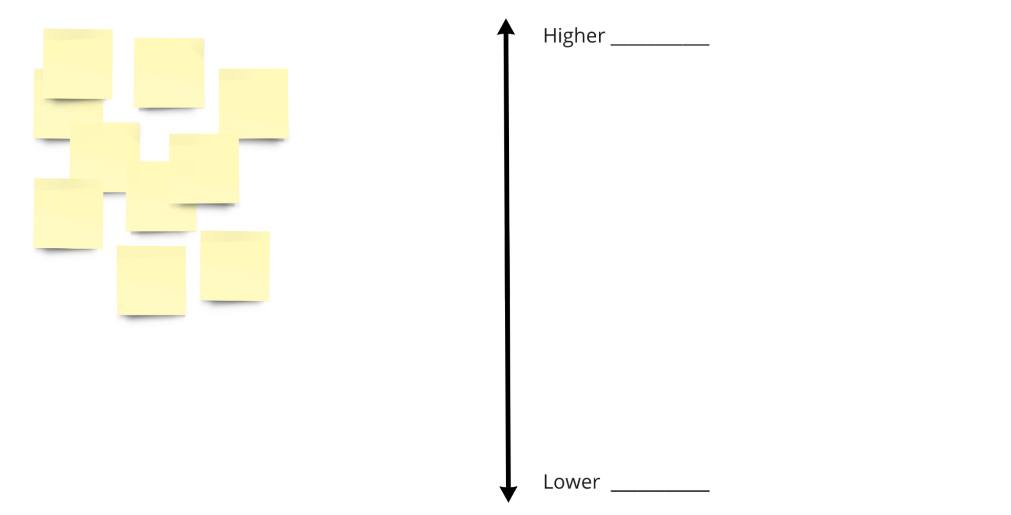 Vertical Axis with Blank Sticky Notes Ready